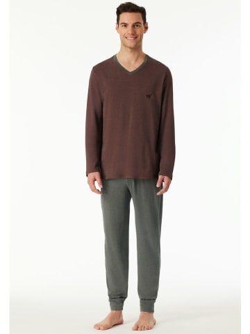 Schiesser Pyjama bruin/grijs