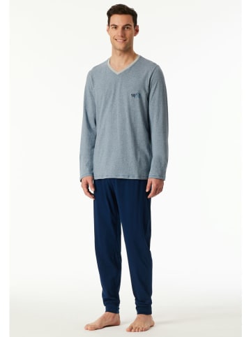 Schiesser Pyjama lichtblauw/donkerblauw