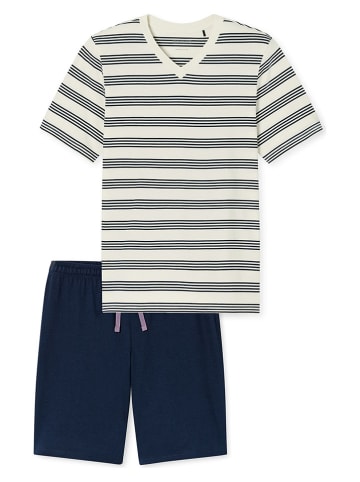 Schiesser Piżama w kolorze granatowo-kremowym