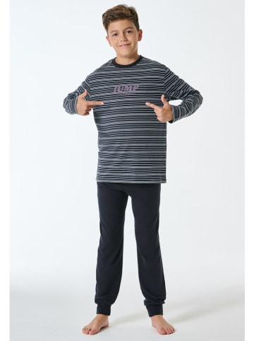 Schiesser Piżama w kolorze czarno-szarym