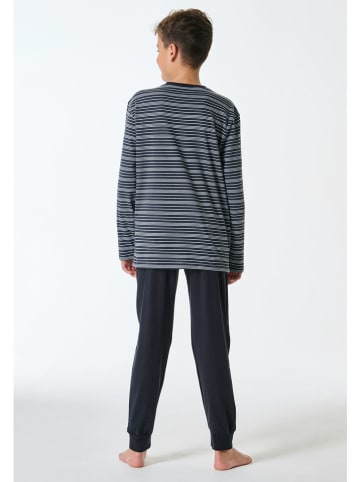 Schiesser Piżama w kolorze czarno-szarym