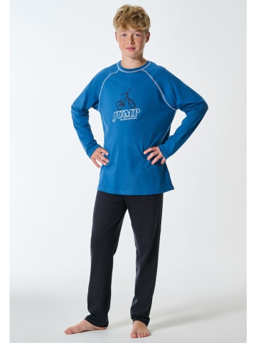 Schiesser Piżama w kolorze czarno-niebieskim