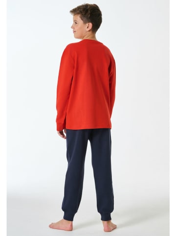 Schiesser Pyjama donkerblauw/rood