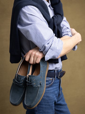 BIG STAR Skórzane mokasyny w kolorze granatowym