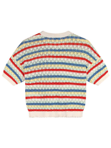 No-No Koszulka dzianinowa "Keya" w kolorze kremowo-czerwono-błękitnym