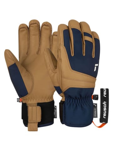 Reusch Funktionsfingerhandschuhe "Experience" in Hellbraun/ Dunkelblau