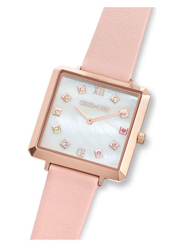 COEUR DE LION Kwartshorloge lichtroze/roségoudkleurig/parelmoer