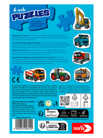 Noris Puzzle "6 erste Fahrzeuge" - ab 3 Jahren