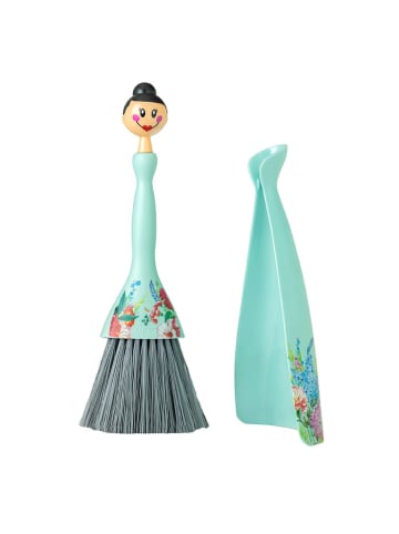 Vigar 2-delige set: mini stoffer en blik turquoise - (B)11,5 x (H)28 cm