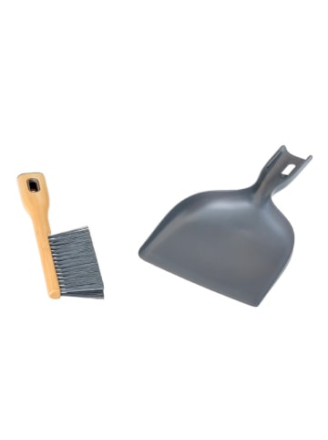 Vigar 2-delige set: stoffer en blik grijs/lichtbruin