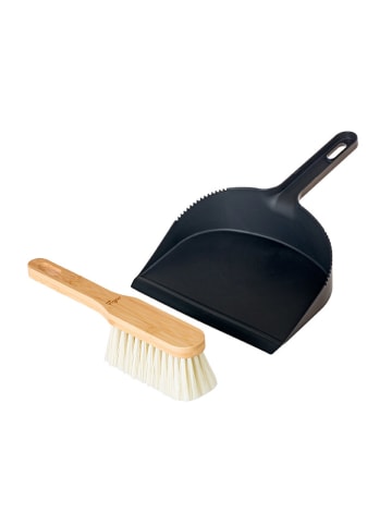 Vigar 2-delige set: stoffer en blik zwart/lichtbruin