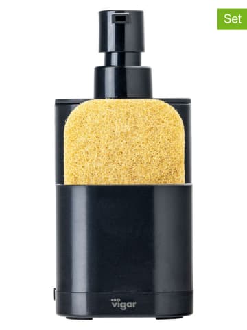 Vigar 2tlg. Set: Spülorganizer in Schwarz - (B)8,5 x (H)18,5 x (T)10 cm