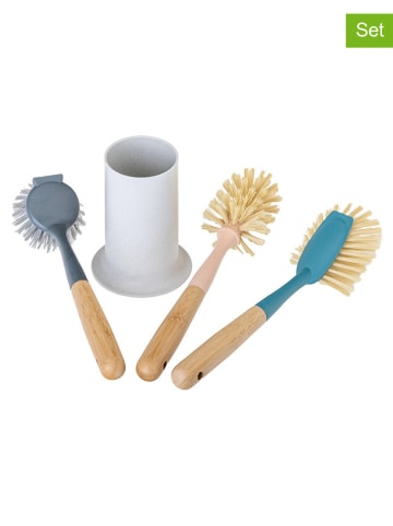 Vigar 4-delige set: afwasborstels "Zeroline" blauw/lichtbruin/wit