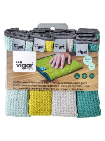 Vigar 4er-Set: Reinigungstücher ''Rengø'' in Grau/ Grün/ Mint - (L)32 x (B)32 cm