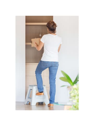 Vigar Tritt-Hocker in Weiß/ Grau - (H)40 cm
