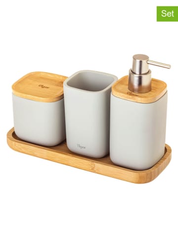 Vigar 4-delige wastafelaccessoiresset "Zense" lichtgrijs - (B)28 x (H)13,5 x (D)11 cm