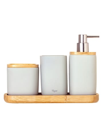 Vigar 4tlg. Waschbeckenzubehör-Set ''Zense'' in Hellgrau - (B)28 x (H)13,5 x (T)11 cm