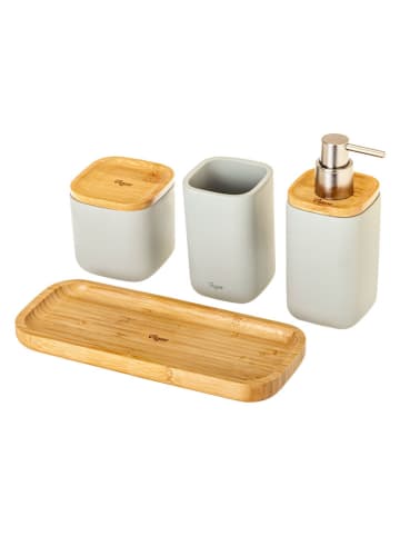 Vigar 4-delige wastafelaccessoiresset "Zense" lichtgrijs - (B)28 x (H)13,5 x (D)11 cm