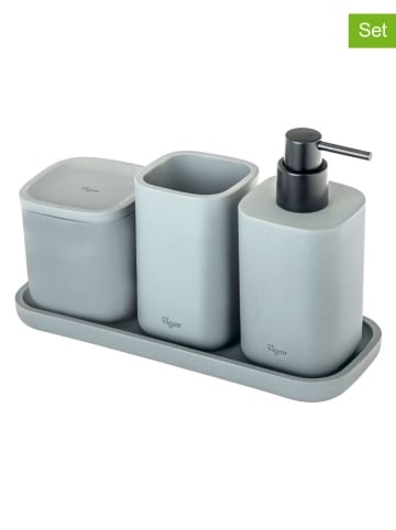 Vigar 4tlg. Waschbeckenzubehör-Set ''Zense'' in Grau - (B)28 x (H)13,5 x (T)11 cm