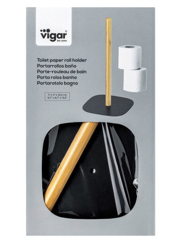 Vigar Toilettenpapierhalter ''Zense'' in Schwarz/ Beige - (B)17 x (H)34 x (T)17 cm