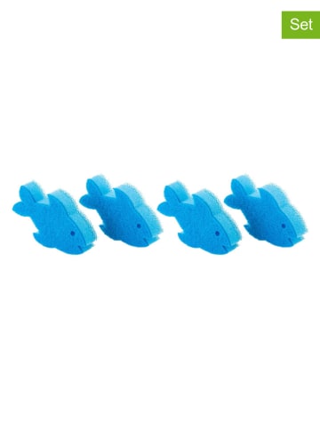 Vigar 4er-Set: Reinigungsschwämme ''Pets'' in Blau - (B)12 x (H)3,5 x (T)7,5 cm
