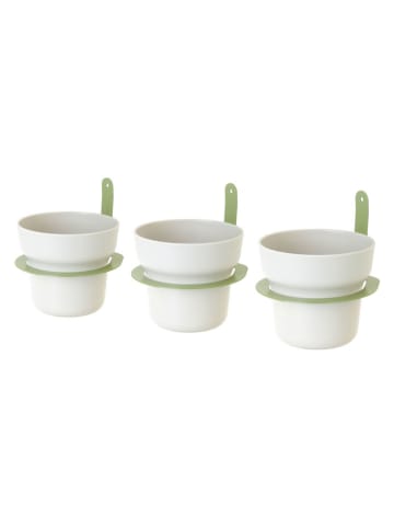 Vigar 3-delige set: wandbloempotten groen/wit - (H)16 x Ø 14 cm