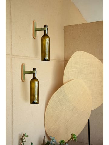 Vigar 2-delige set: wandflessenhouder "Urban garden" groen/lichtbruin - (H)15 cm