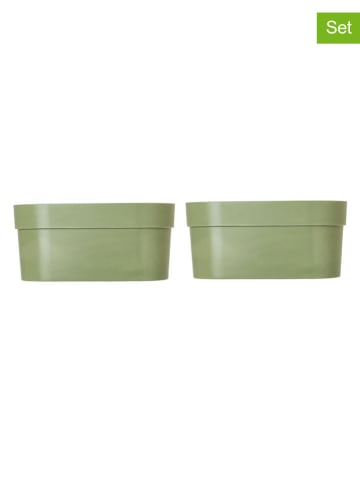 Vigar 2er-Set: Blumentöpfe "Urban garden" in Grün - (B)37 x (H)17 x (T)16 cm 