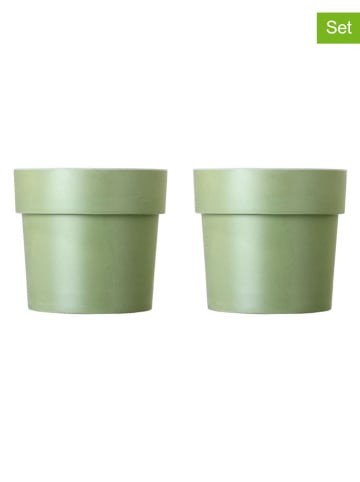 Vigar 2-delige set: bloempotten "Urban garden" groen - (H)16 x Ø 17,5 cm