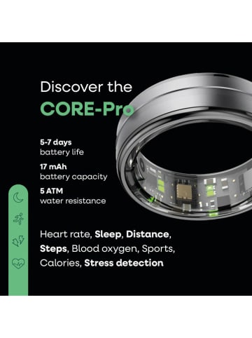 Nolatr Inteligentny pierścionek "Core Pro" w kolorze srebrnym