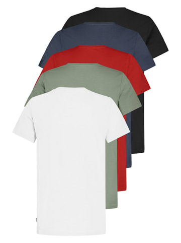 Sublevel 5-delige set: shirts wit/groen/rood