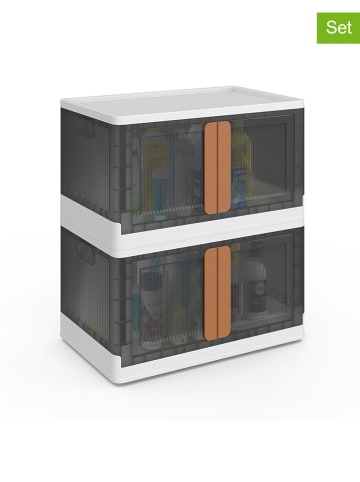 IDOMYA Essentials 2-delige set: opbergkisten grijs/wit - 2x 72 l