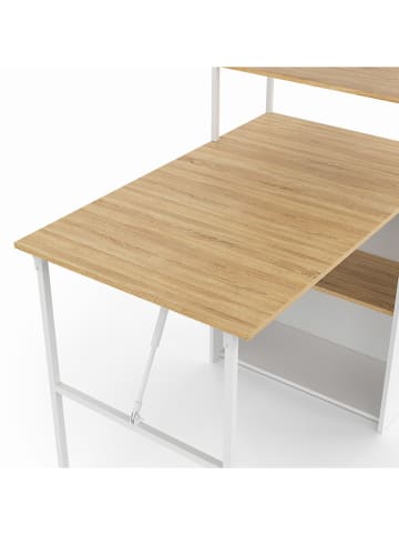 IDOMYA Factory Klapp-Schreibtisch "Raya" in Hellbraun/ Weiß - (B)103,5 x (H)120 x (T)60 cm