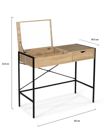 IDOMYA Essentials 2-delige set: kaptafel en kruk "Alana" lichtbruin/zwart