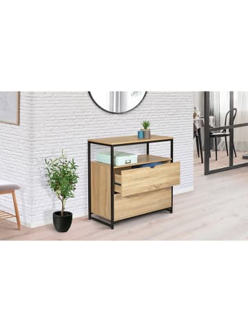 IDOMYA Essentials Ladekast "Memphis" lichtbruin/zwart - (B)80 x (H)80 x (D)40 cm