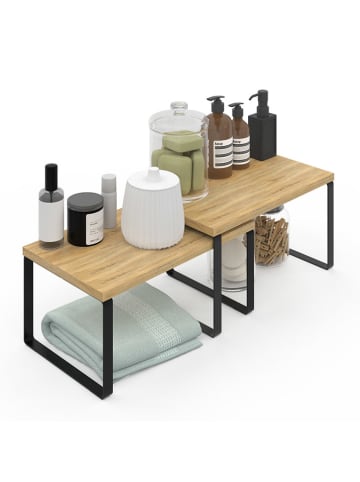 IDOMYA Essentials 4er-Set: Aufbewahrungsregale in Natur/ Schwarz