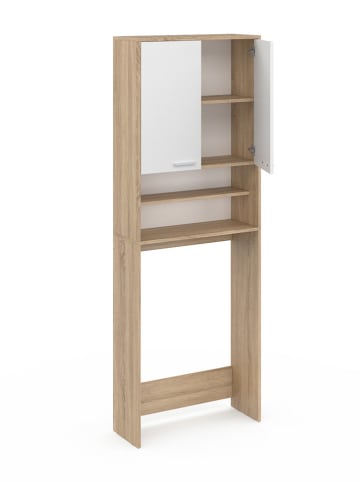 IDOMYA Essentials Regał w kolorze jasnobrązowo-białym nad pralkę - 65 x 180 x 24 cm