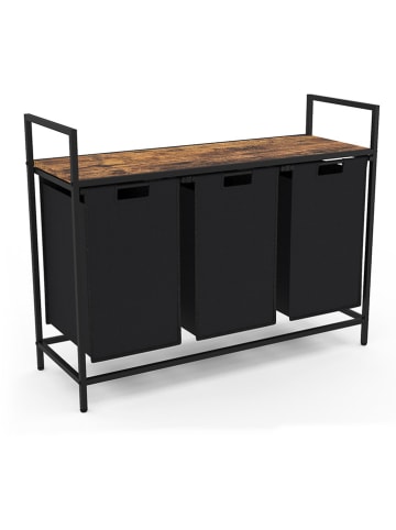 IDOMYA Essentials Wäschekorb "Elize" in Schwarz/ Braun - (B)93 x (H)72 x (T)33 cm