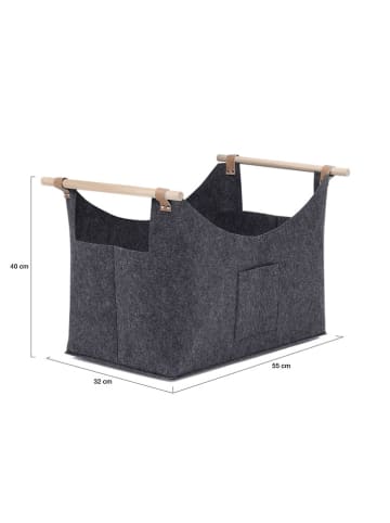 IDOMYA Essentials Kaminholz-Korb in Grau - (B)55 x (H)40 x (T)32 cm