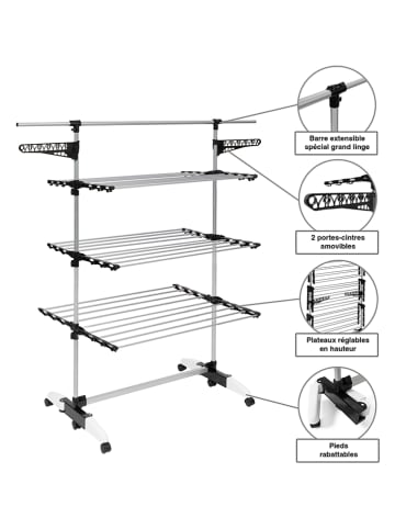 IDOMYA Essentials Wäscheständer ''Optima'' in Silber - (B)105 x (H)150 x (T)67 cm