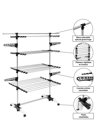 IDOMYA Essentials Wäscheständer in Silber/ Schwarz - (B)178 x (H)165 x (T)67 cm