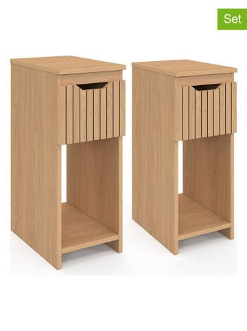 IDOMYA Essentials 2er-Set: Nachttische in Hellbraun - (B)20 x (H)50 x (T)30 cm