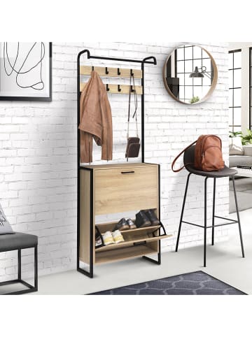 IDOMYA Essentials Garderobe "Alan" in Hellbraun/ Schwarz - (B)63,5 x (H)180 x (T)23,5 cm