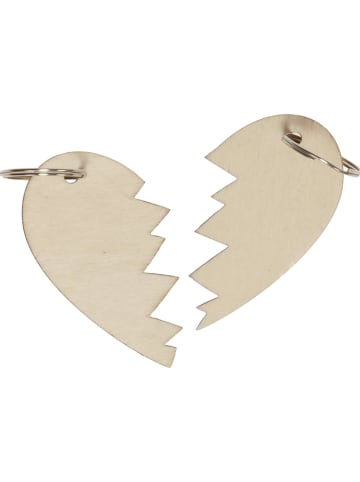 SUNNYSUE 6-delige set: sleutelhangers "Hart" naturel