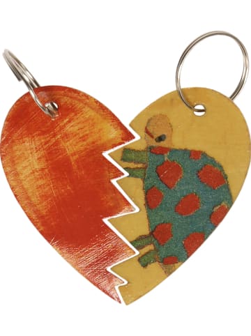 SUNNYSUE 6-delige set: sleutelhangers "Hart" naturel