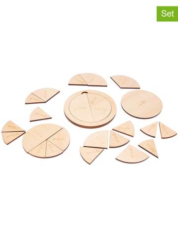 SUNNYSUE 25tlg. Holzformenset "Bruchrechnen klein mit Rahmen" in Natur