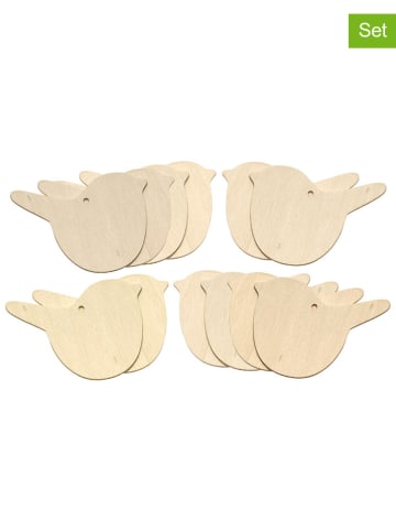 SUNNYSUE 12-delige set: houten hangers "Vogels" naturel