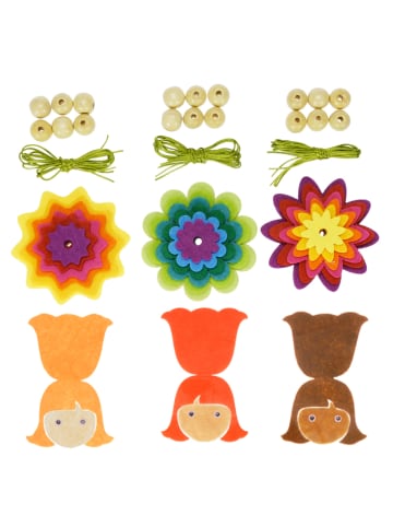 SUNNYSUE Filzanhänger-Bastelset "Blumenmädchen" - 3 Stück