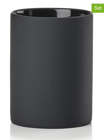 Zone Denmark Kubki łazienkowe (2 szt.) "Karma" w kolorze czarnym  - wys. 10 x Ø 7,6 cm