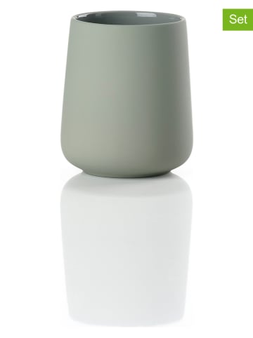 Zone Denmark 2-delige set: tandenborstelbekers "Nova" groen - (H)10 x Ø 8 cm